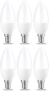 Amazon Basics LED E14 Small Edison Screw Candle Bulb, 5.5W (equivalent to 40W), Warm White, Non Dimmable - Pack of 6
