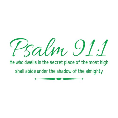 Pegatinas de letras cristianas Salmo 91:1 Versículo bíblico El que habita en lugares secretos Amor familiar Oración Citas religiosas 31,5x73,5cm Equipado con kit de película de transferencia