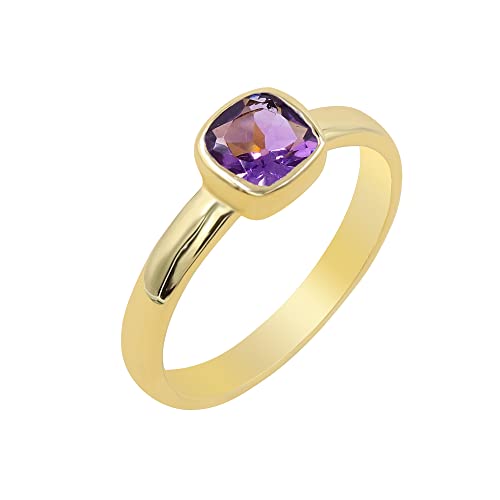 Bague améthyste anti-ternissement argent 925 plaqué or bague femme hypoallergénique