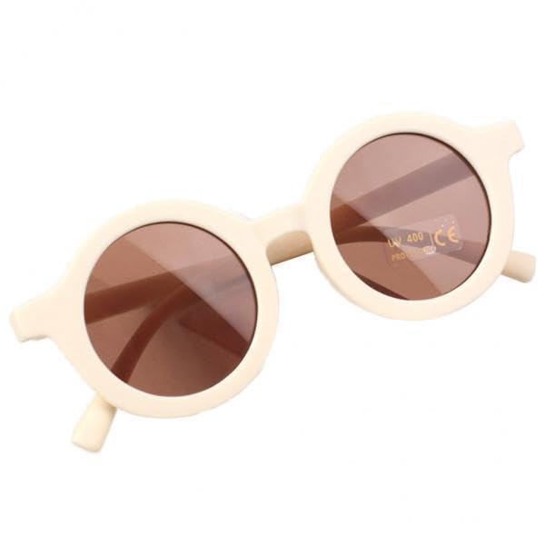 2X Lovely Kids Polarized Sunglasses, Flexible Round Eyewear Party Favor to Chose Beige