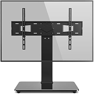 RFIVER Universal Swivel Table Top TV Stand Base TV Stand Replacement for 50 55 58 60 65 70 75 80 85 inch TVs with Height Adjustable Mount Bracket Cable Management max VESA 600x400mm max 50kgs