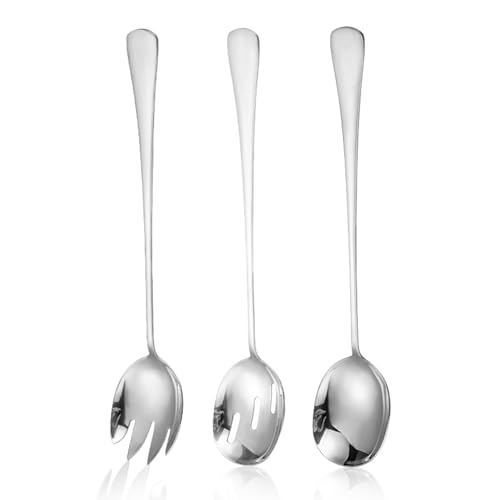 Cuillères 3 Pièces, Cuillères À Salade En Acier Inoxydable, Couverts En Acier Inoxydable, Fourchettes De Service, Ensemble D'Ustensiles De Cuisine