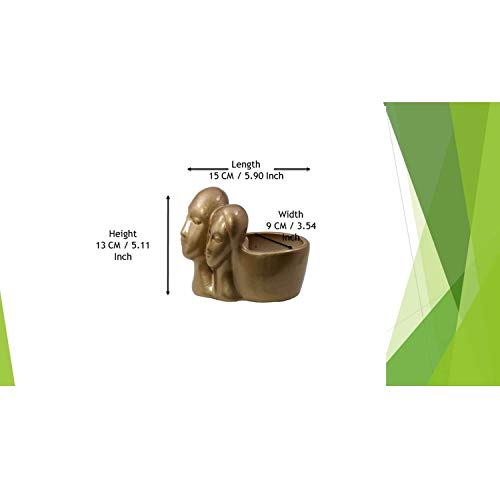 Image of Lasaki Couple Golden Ceramic Pots for Indoor Plants, Planters, Flower, Pots, gamla, Outdoor, Balcony, Home, Garden, Office Decor, Succulent Pot(L - 16 X W - 10 X H - 14.5 cm)(Plants not Included)