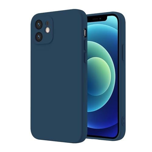 GROZHJAL for iPhone 12 Case,Liquid Silicone Case,Anti-Scratch Microfiber Liningr,Shockproof Protective Phone Case Slim Thin Cover 6.1 inch (iPhone 12 6.1, Blue)