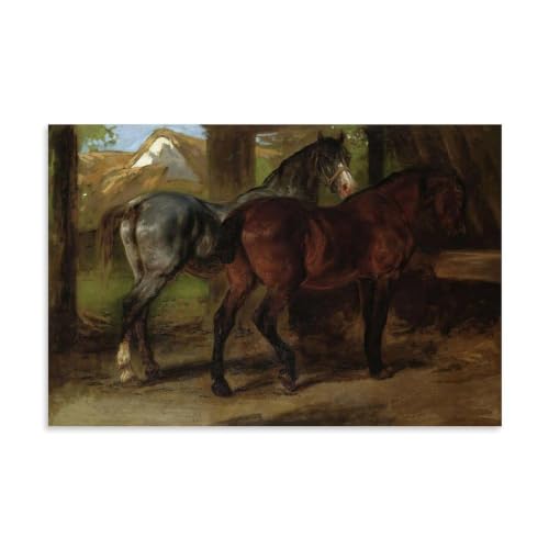Impression Chevaux Dans Une Écurie Rosa Bonheur pour Décorer un Salon Rustique