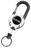 Oleyzee Llavero retráctil resistente multiherramienta con mosquetón, carrete de insignia de cable de acero recubierto extendido de 60 cm, mosquetón para trabajo y exteriores, rodamiento de 8 onzas