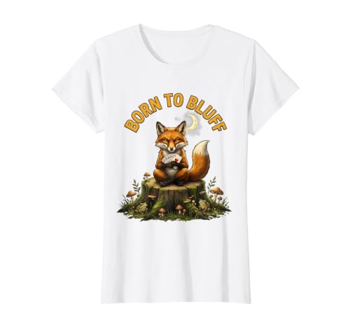Born to Bluff Poker Gambling Graphic Design T-Shirt, Women, White, X-Large