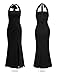 MEROKEETY Women's Wedding Guest Dress Summer Sleeveless Halter Backless Slit Ruched Beach Cocktail Formal Maxi Dresses, Black, S