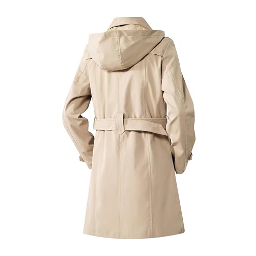 Women's Trench Coat Double Breasted Classic Mid-Length Adjustable Belt Jacket with Detachable Hood and Vest2