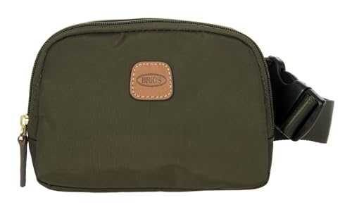 Riñonera BRIC'S X-Collection Olive en nailon satinado y cuero elegante
