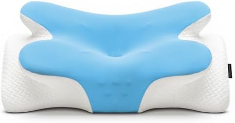 COSYLAND Ergonomisches Nackenkissen aus Memory Foam | Schmetterlingskissen für Schlafkomfort, Kopfkissen für Seiten, Rücken- & Bauchschläfer, 63x34cm (Himmelblau)