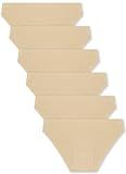 FINETOO 6 Pack Women’s Seamless Hipster Underwear No Show Panties Invisibles Briefs Soft Stretch Bikini Underwears XS-XXL(XS) Beige