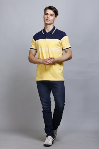 Image of SANE ORIGINALS T-Shirt for Men with Pocket || Textured Striped Polo for Men