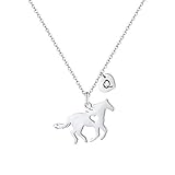 MONOOC Horse Necklace Gifts for Teen Girls - Horse Necklaces Jewelry Heart Initial Q Necklace for Girls Women Horses Jewelry Necklaces Horses Gifts for Teen Girl Kids Birthday Gift