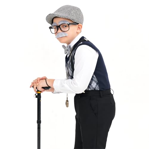 MGparty 100th Day of School Costume for Boys, Old Man Costume for Kids, Cosplay Grandpa Dress Up Accessories by MGparty - Image 4