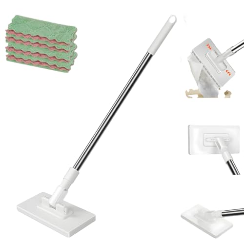 [Joejoier]自動機能付き手洗い不要モップ 1/2/3/4/5個【乾湿両用 99%のクレンジングタオル/雑巾に適用】自動で雑巾を挟むモップ ぼろ布を5枚持ってきて タッチレスワイパー ワンタッチモップ フロアワイパー ワンタッチ 1秒で着脱 フローリングワイパー フロア用掃除道具 延長されたポール設計 手を汚さない ベランダ/玄関/床/フロアにも適用