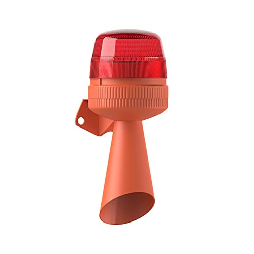 Mesan Brand SMD LED Warning Light Built with 10 Changeable Tone Electronic Siren Multifunction Steady Blinking Flasher Working Mode Alarm Siren Sounder Light Beacon (Red, 110-220VAC)