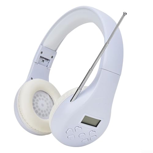 Travel Friendly FM Radio Headphones for Multilingual Audio Designed for Comfortable Wear (White)