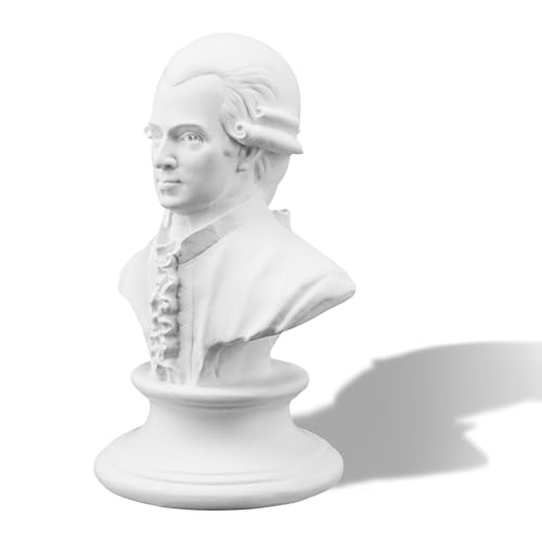 MovFlax 6" Mozart Bust Sculpture, Classic Resin Bust Sculpture Figurine | Roman Crafts Famous Portraits Statues for Home Office Decoration,Aesthetic Sketch Model Ornament and Gift Exchange