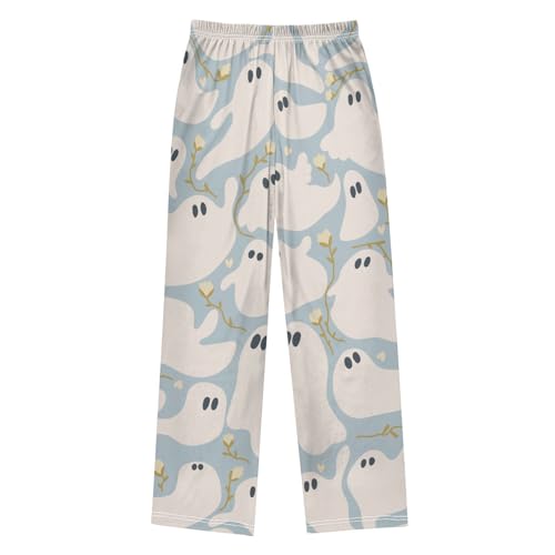 Cute Ghost Boys Pants Boys Athletic Pants Long Pant for Boywith Pockets Wide-Leg Size 6-14Y2