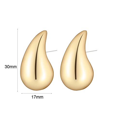 Wgoud Chunky Gold Hoop Earrings For Women, Lightweight Waterdrop Open Hoops Earrings Set, Hypoallergenic Huggie Hoop Earrings Jewelry Gifts For Women Girls. (Gold Waterdrop) #TOP4