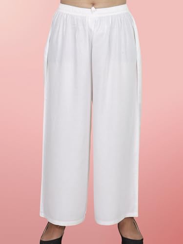 Image of Women's Solid Rayon Palazzo Pants Regular Palazo