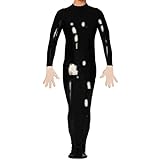 Anerotic PVC latex bondage bag Catsuit adults patent leather bdsm bondage open head and hand Full Cover Bodysuit Erotic Tight Gay Wear (XX-Large,Black)