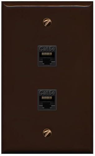 RiteAV 1 Gang 2 Port Cat5e Ethernet Wall Plate - Flat Style Brown