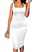 BEAGIMEG Womens Sexy Bodycon Sleeveless Pencil Knee Length Club Tank Dress White, White, Medium