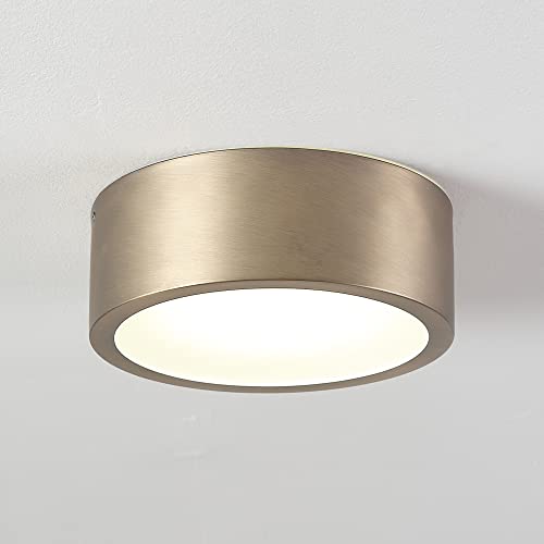 Globe Electric 60979 Led Integrated Flush Mount Ceiling Light, Matte Brass, Frosted Glass Shade, 18W, 3000 Kelvin, 1100 Lumens, Dimmable, Ceiling Light Fixture, Light Fixtures Ceiling Mount #TOP4
