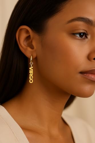 Zodiac Dangle Earrings for Women Stainless Steel 18K Gold Plated High Shine Lightweight Everyday Wear Charm Earrings Astrology Fashion Statement Jewelry Gift Idea2
