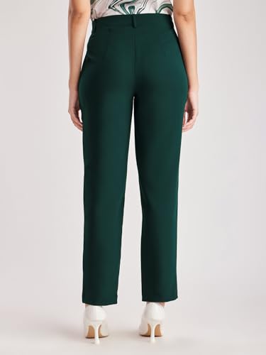 Image of FableStreet Women's Formal Trousers | Mid-Rise Straight-Leg Design | Flat Front & Permanent Crease | Polyester Lycra Fabric | Office Wear & Business Meeting