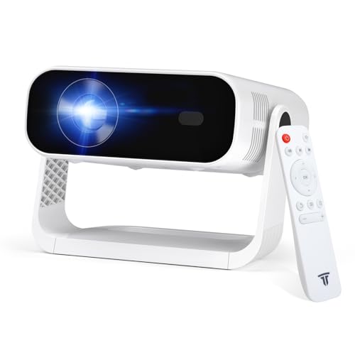 Image of Wielio 2026 Smart Projector Android 14 /TV with WiFi 6 and Bluetooth 5.0 Built in 1000+ Apps 210 ANSI Portable Bedroom Mini Movie Projector Auto Keystone & Zoom-black-and-white