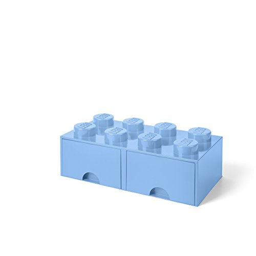 LEGO Brick Drawer, 8 Knobs, 2 Drawers, Stackable Storage Box, Light Royal Blue -  Room Copenhagen A/S, 40061736