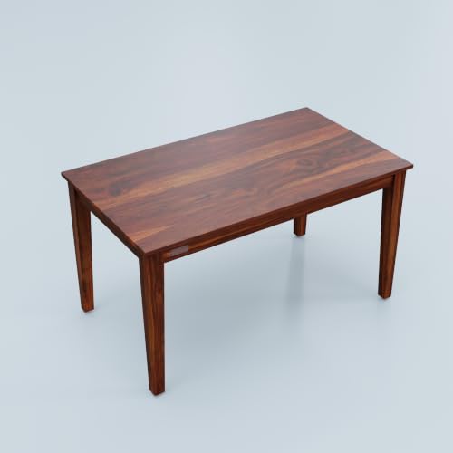 Image of DRIFTINGWOOD Amber Solid Sheesham Wood 6 Seater Dining Table Set with Rattan Back Chairs | White Rexine Upholstered Seating for Home & Dining Room (Honey Finish, DIY)