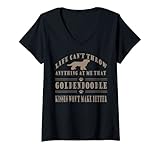 Femme Goldendoodle Breed Dog Kisses Dog Lover Dons drôles T-Shirt avec Col en V