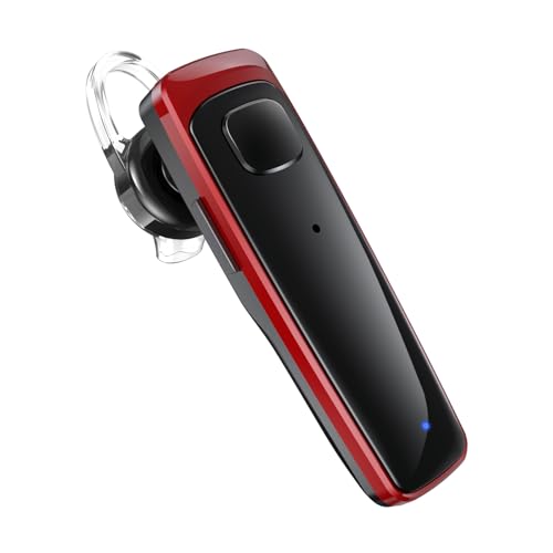 【Amazon.co.jp 限定】Bluetoothヘッドセット 片耳 ワイヤレスイヤホン HD通話 Qualcomm社製スマートチップ搭載〔aptX & aptX HD・AAC対応〕デュアルマイク設計 ENCノイズ低減技術 ワイヤレスヘッドセット 無痛装着 ハンズフリー通話 2台同時接続可 Siri搭載 左右耳兼用 技適認証取得 日本語取説付き S525 レッド