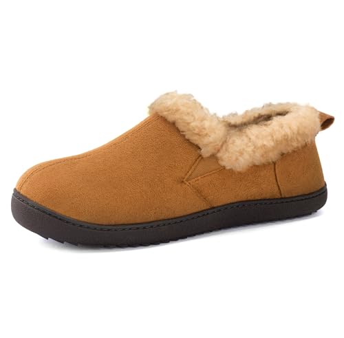 Image of Zizor Men's Warm Slippers Suede Memory Foam Loafer House Shoes