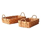 Warmhm 2 Stück Teiliges Holztablett mit Griffen Robuste Aufbewahrung für Snacks Früchte Kuchen und Stilvolles Design für Vielseitige Nutzung und Wohnzimmer