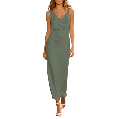 Robe longue en satin femme bretelles fines chic décontracté