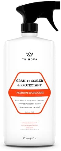 TriNova Granite Sealer & Protector - Best Stone Surface Protectant - Easy Maintenance for Clean Countertops, Tile & Floors - No Streaks, Haze or Water Spots - 18 OZ