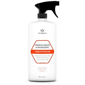 TriNova Granite Sealer & Protector – Best Stone Polish, Protectant & Care Product – Easy Maintenance for Clean Countertop Surface, Marble, Tile – No Streaks, Stains, Haze, or Spots – 18 fl oz