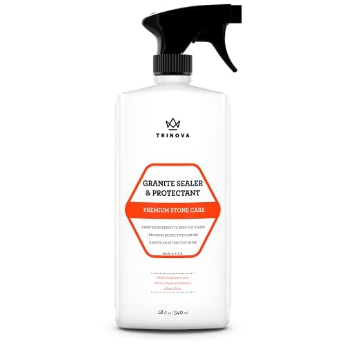 TriNova Granite Sealer & Protector – Best Stone Polish, Protectant & Care Product – Easy Maintenance for Clean Countertop Surface, Marble, Tile – No Streaks, Stains, Haze, or Spots - 18 fl oz
