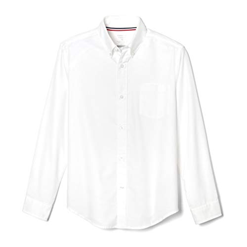 French Toast Boys Long Sleeve Oxford Shirt (Standard & Husky), White, X-Large (Young Adult)