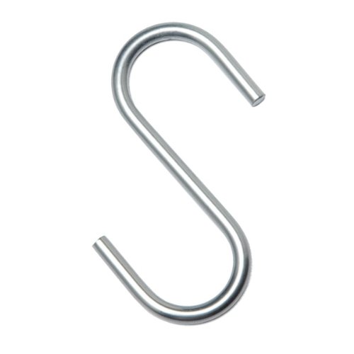 Merriway BH01894 Steel S Hook, 25 x 2.4mm (1 inch x 3/32 inch) -Pack of 10 Kitchen BZP 25mm x 2.4mm, Silver