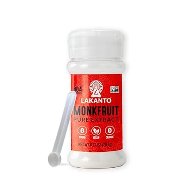 Lakanto Pure Monk Fruit Sweetener Extract Powder - Erythritol Free, High Purity MV50, Mogroside 50, Great for Coffee, Tea, Smoothies, Desserts, Jams, Cereal, Dressings, Sauces (0.71 oz - Pack of 1)