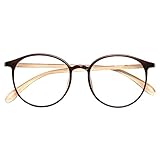 [AIYUJIWU] ブルーライトカット メガネ 紫外線・UVカット 眼鏡 度なし おしゃれ pcパソコン用 伊達メガネ メンズ レディース 男女兼用 軽量 (ブラウン・ベージュ)