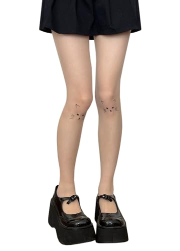 Image of Erinaco Women's Flower Pattern Sheer Footed Pantyhose Control Top Tights Stockings with Reinforced Toes