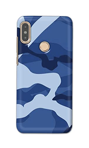 Image of Printed Hard Back Cover Case for Mi Redmi Note 5 Pro Back Cover (Army Blue Pattern) -702