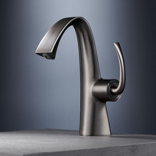 Mitigeur de lavabo de salle de bain 1 trou en laiton massif gris d'une qualité durable